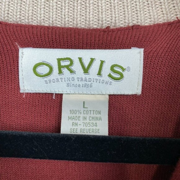 Orvis Signature Beige Knit Zip Sweater Vest W/Tan Patches Hunting Men's “L” - Picture 9 of 11